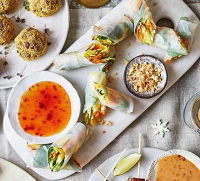 Vegan rainbow spring rolls recipe | BBC Good Food image