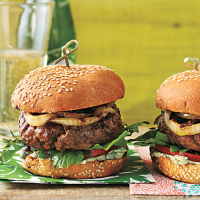 Burgers & Blue Cheese Mayo & Sherry Vidalia Onions Recipe ... image