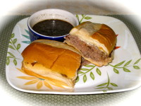 Roast Beef Dip Sandwich With Herbed Garlic Au Jus Recipe ... image