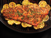 Whole Salmon Fillet on the Grill with Lemons | Hy-Vee image