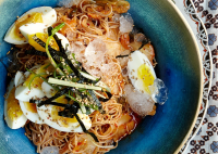 Cold Buckwheat Noodles with Kimchi and Eggs Recipe | Bon ... image