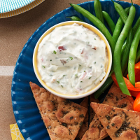 Chive Mascarpone Dip with Herbed Pita Chips Recipe: How to ... image