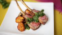 Spice-Crusted Roast Rack of Lamb with Cilantro-Mint Sauce ... image