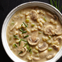 Cream of Mushroom & Barley Soup Recipe | EatingWell image