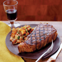 Grilled Strip Steaks with Sweet Potato Hash Browns Recipe ... image