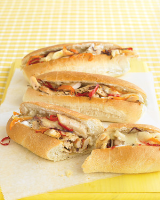 Chicken Cheesesteaks with Peppers Recipe | Martha Stewart image