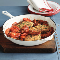 Pork Cutlets with Pan-Roasted Tomatoes Recipe | MyRecipes image
