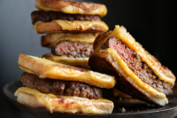"Grilled Cheese" Burgers Recipe - Delish.com image