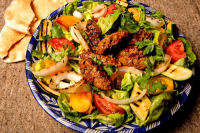 Spicy Lamb Sausage With Grilled Onions and Zucchini Recipe ... image
