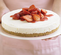 Strawberry cheesecake in 4 easy steps recipe | BBC Good Food image