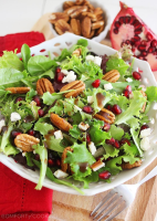 Mixed Green Salad with Pomegranate Seeds, Feta and … image