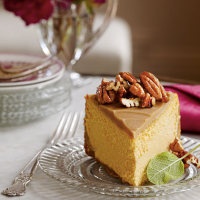 Pumpkin-Pecan Cheesecake Recipe | MyRecipes image