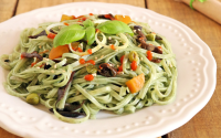 Green Tea Noodles Made with Matcha, Spirulina and Meaty ... image
