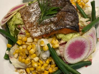 Air Fryer Salmon Salad with Corn, Green Beans and Radishes ... image