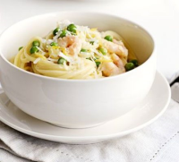 Lemony prawn & pea pasta recipe | BBC Good Food image