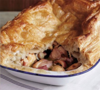 Chicken & mushroom puff pie recipe | BBC Good Food image