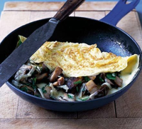 Cheesy mushroom omelette recipe | BBC Good Food image