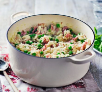 Cheese, ham & pea risotto recipe | BBC Good Food image