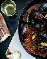 Steamed Mussels with Tomato-and-Garlic Broth Recipe ... image