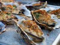 Grilled Oysters Rockefeller with Baby Spinach Bacon Fondue ... image