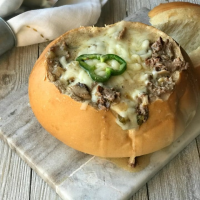 Philly Cheese Steak Soup Served in a Bread Bowl - Easy 3… image