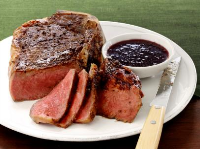Steak with Red Wine-Shallot Sauce Recipe | Food Network ... image