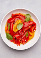 Marinated Peppers with Basil and Garlic Recipe | Bon Appétit image