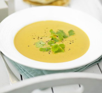 Speedy sweet potato soup with coconut - BBC Good Food image
