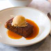 Sticky Toffee Pudding with Caramel Sauce & Ice Cream ... image