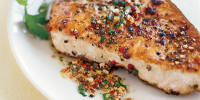 Pan-Roasted Swordfish Steaks Recipe With Mixed-Peppercorn ... image