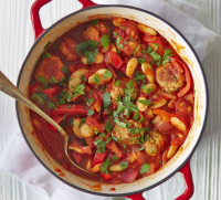 Spanish meatball & butter bean stew recipe | BBC Good Food image