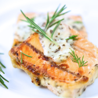 Baked Salmon with Mustard-Dill Sauce Recipe | Epicurious image