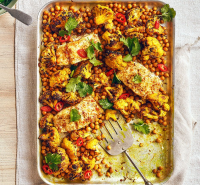 Curried butter-baked cod with cauliflower & chickpeas ... image