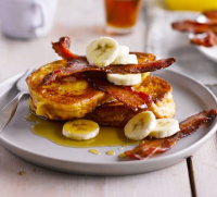 Brioche French toast with bacon, banana & maple syrup ... image