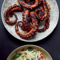 Grilled Octopus with Ancho Chile Sauce Recipe - Tom ... image