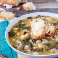 Rustic Tuscan-Style Sausage, White Bean, and Kale Soup image
