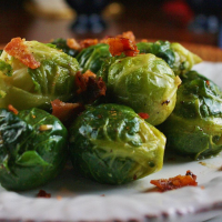 Garlic Brussels Sprouts with Crispy Bacon Recipe | Allrecipes image