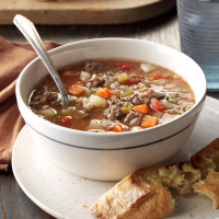 Beef Barley Lentil Soup Recipe: How to Make It image