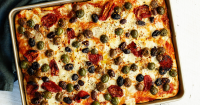 Baking-Sheet Pizza with Olives and Sun-Dried Tomatoes ... image