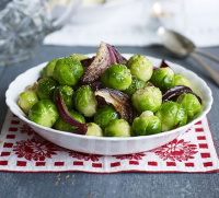 Glazed sprouts with caramelised red onions recipe | BBC ... image