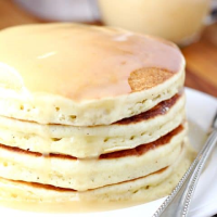 Eggnog Pancakes with Homemade Vanilla Syrup — L… image