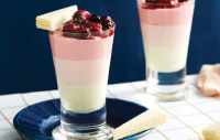 Pink panna cotta with berry compote - Healthy Food Guide image