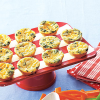 Cheesy Crustless Mini Quiches Recipe | MyRecipes image