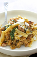 Pasta with Butternut Squash Sauce, Spicy Sausage and Baby ... image
