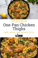 One-Pan Chicken Thighs with Lemon and Spinach Orzo | Lodge ... image