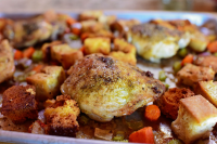 Chicken and Dressing Sheet Pan Supper - The Pioneer Wo… image