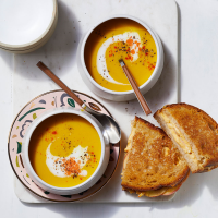 Butternut Squash Soup with Apple Grilled Cheese Sandwiches ... image