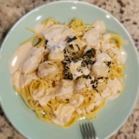 Scallops and Spinach over Pasta Recipe | Allrecipes image