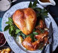 Brined roast turkey crown & confit legs recipe | BBC Good Food image