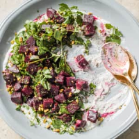 Beet Salad with Spiced Yogurt and Watercress | America's ... image